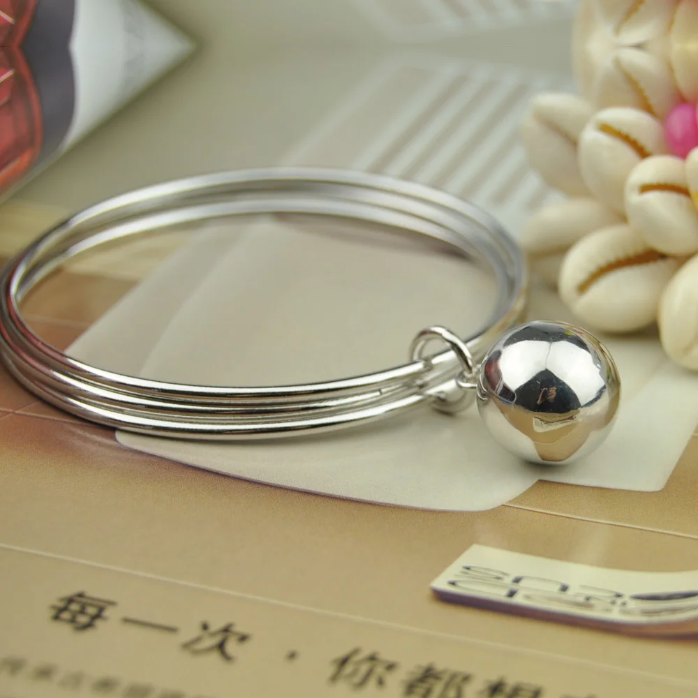 New fashion silver bells Solid 925 sterling 3 combination bracelets women ball pendant bracelet Charming lady jewelry | Украшения и