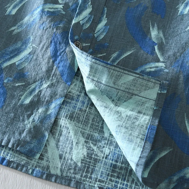 

Japanese Fresh Wild Floral Cotton Jacket Men's Summer Thin Casual Printed Shirt Men's Clothing Casual Long Sleeve Shirts L850