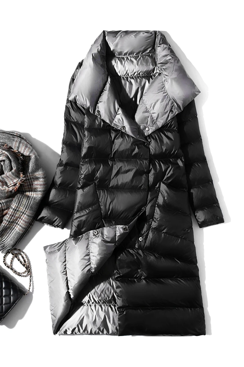 Модная зимняя Ультралегкая куртка на утином пуху новинка 2019 двухстороннее