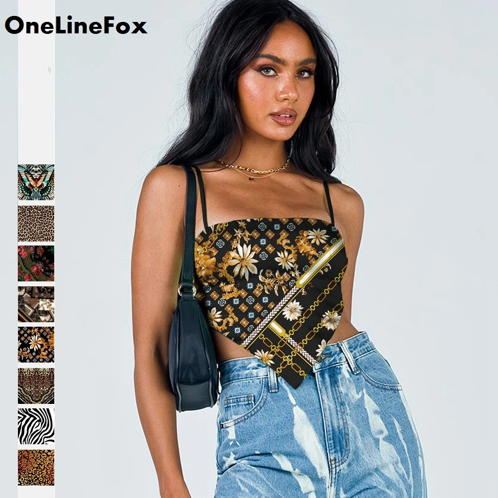 

OneLineFox Cool 3D Printed Womens Tee Tops Sexy Camis Sleeveless Strapless Backless Summer Vests Breast Wrapping