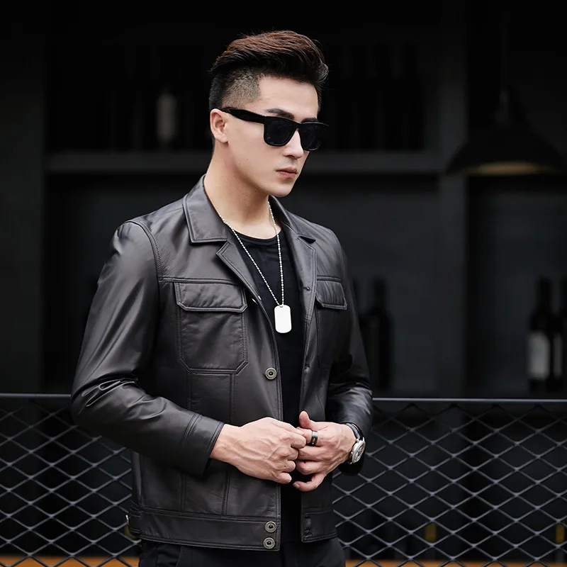 Real Leather Jacket Men Cowhide Motorcycle Men's Jackets Short Male Coat Spring Autumn 2021 Hommes Veste W8811 Pph1830 | Мужская