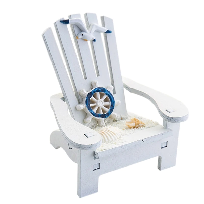 

4Pcs Mini Wooden Beach Chair Ornament Miniature Craft Decor Nautical Room Home Decoration Plant Pot Decoration