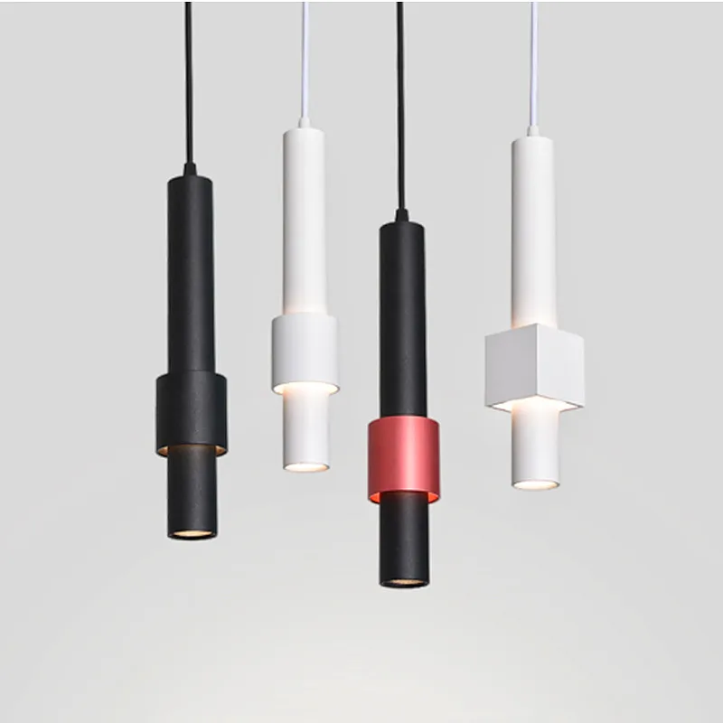 

LED bar chandelier, bedroom bedside round/square modern net red dining room light, minimalist hanging wire spotlight