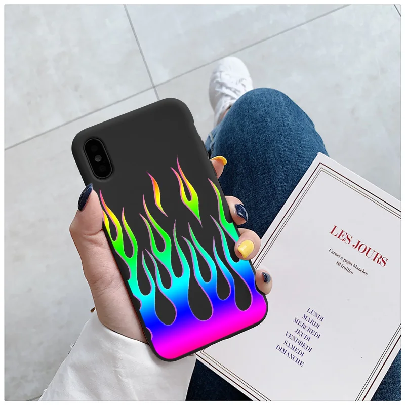 Artistic personality flame pattern phone case for iphone 11 12 13 Pro Max 7 8 plus X XR XS Max SE 2020 Soft Silicone cover
