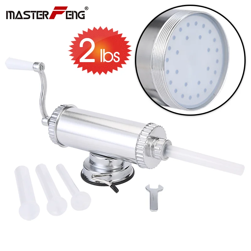 

1KG / 2LBS Sausage Stuffer With Suction Base Homemade Sausage Filler Sausage Syringe Aluminum Manual Sausage Maker