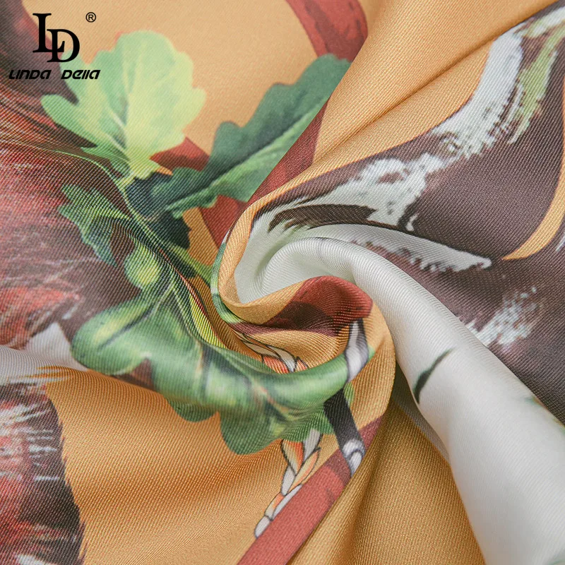 

LD LINDA DELLA Fashion Runway Autumn Casual Shirt Women Bow tie Long sleeve 2020 Lady Elegant Animal flower print Vintage Blouse