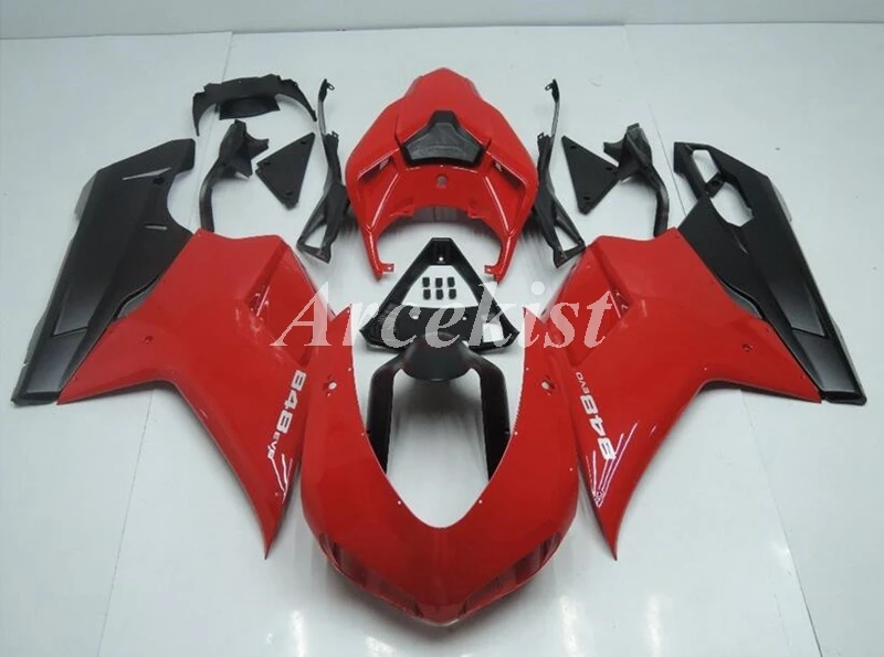 

New ABS Whole Fairings kit Fit for Ducati 848 evo 1098 1198 2007 2008 2009 2010 2011 07 08 09 10 11 Bodywork set red black ok