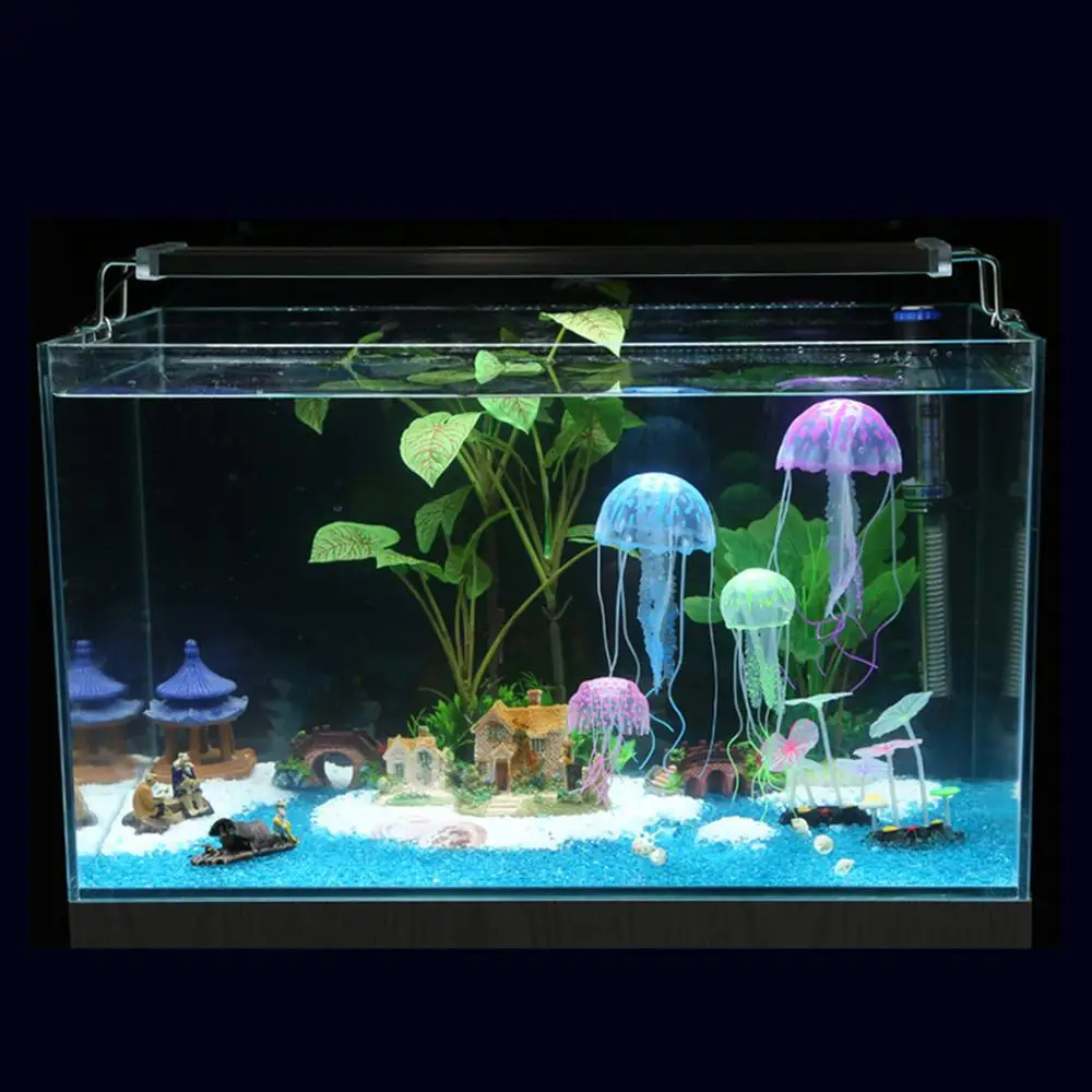 

6 шт цветов силиконовые светящиеся люминесцентные Медузы искусственные аквариумные украшения для украшения аквариума
