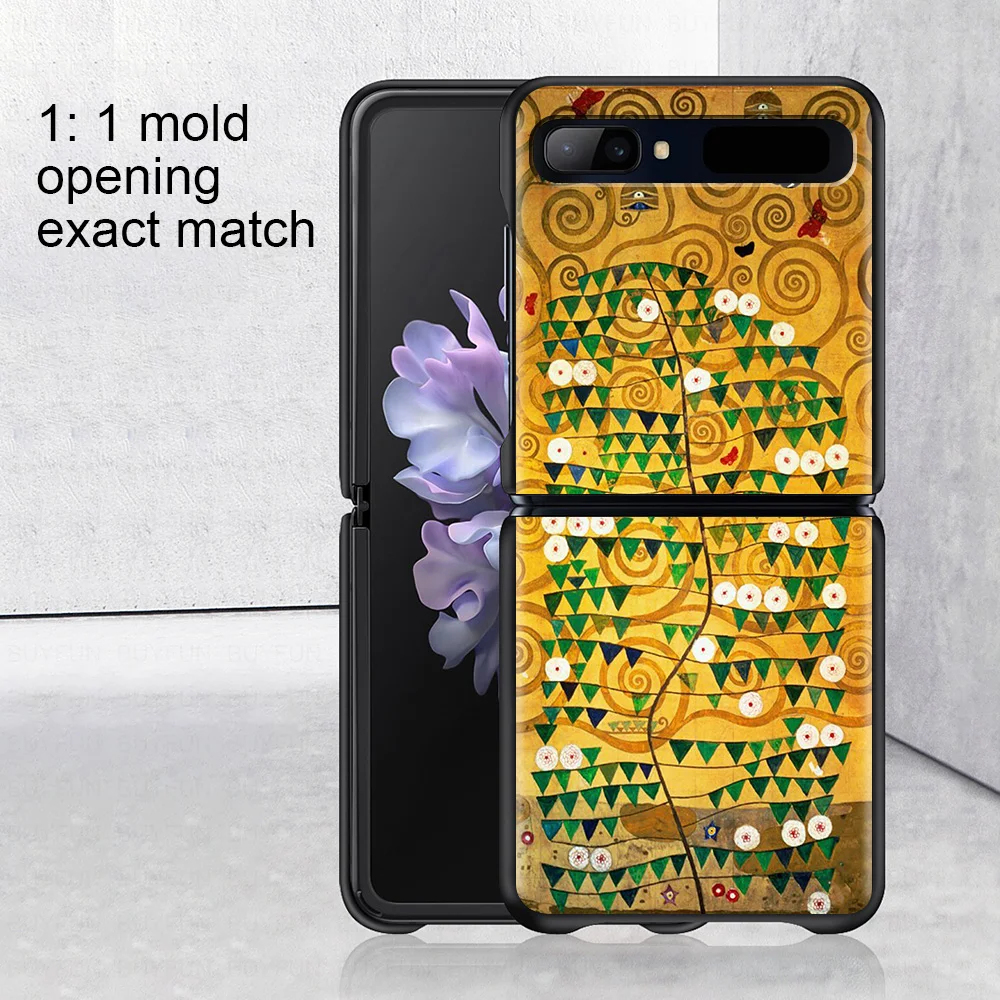Smartphone Case For Samsung Z Flip 3 5G Cover PC Shell Black Caso Hard Van Gogh Starry Night Klimt Kiss