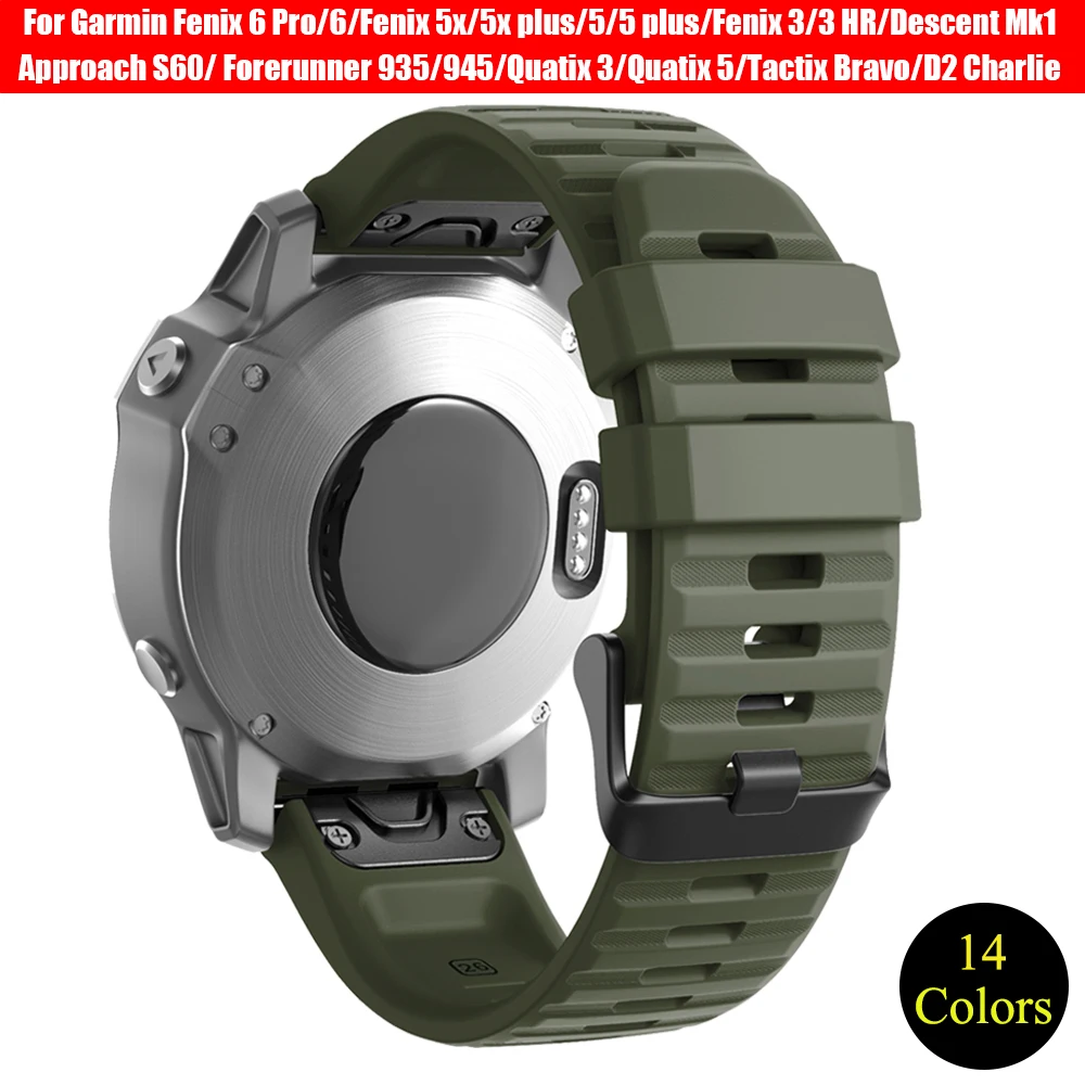 

22MM 26MM Quick Release Sport Silicone Rubber Watch Band Strap for Garmin Fenix 6x/6x Pro/6/6 Pro/5x/5/5x Plus/5 Plus/Fenix 3 HR