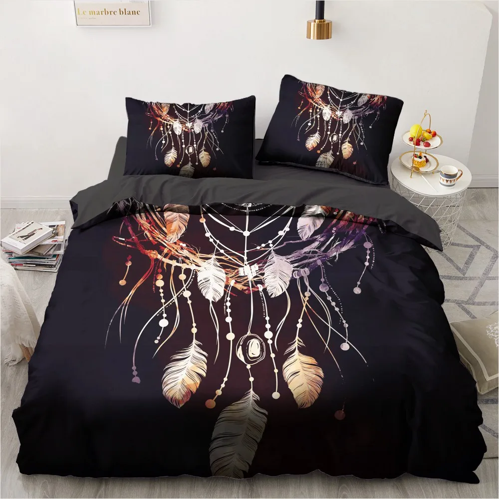 

Feather Duvet Set Luxury 3D Design Dreamcatcher Bedding Sets Colorful Comforter Quilt Cover Queen King Size Home Textile