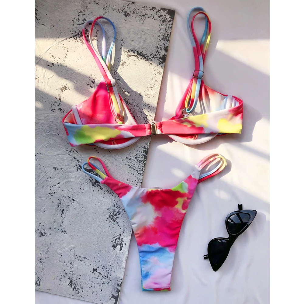 

2021 Sexy Print Bikini Women Swimsuit Push Up Swimwear Underwire Bikini Set Female Bathing Suits Summer Beach Wear Swimming Suit