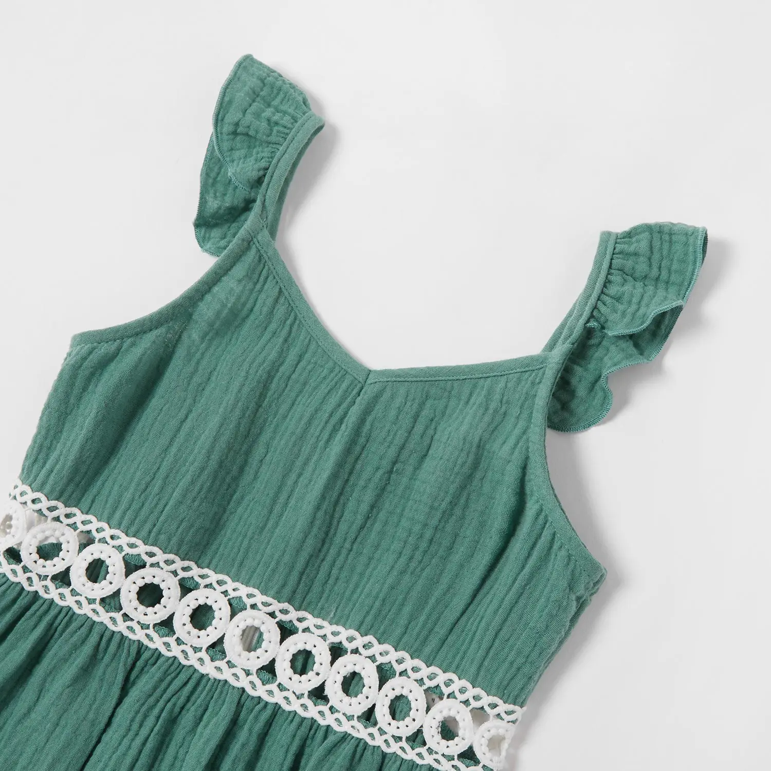 Летнее Хлопковое платье-майка с кружевами и рукавами-фонариками - купить по