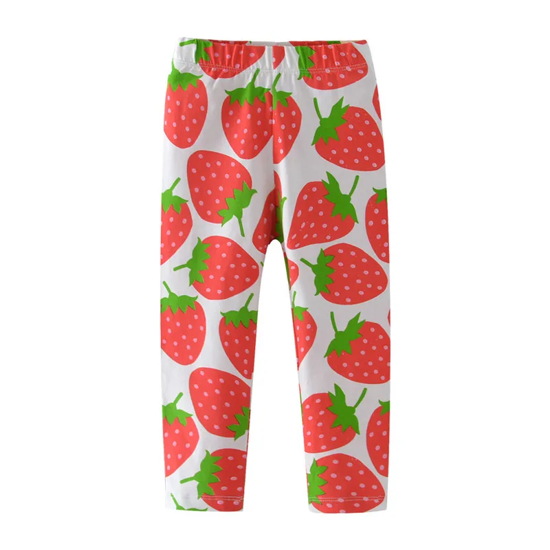 Детские хлопковые леггинсы с принтом клубники|Брюки| |