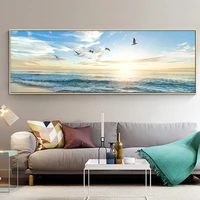 sea beach flying birds landscape posters and prints canvas painting wall art picture for living room cuadros decor salon