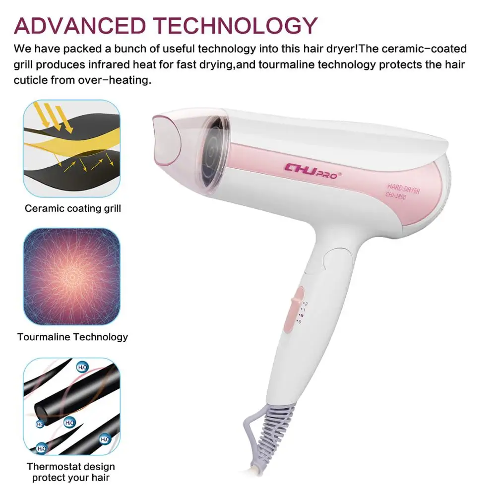 Hair Dryer Hot Cold Blow Air 2 in 1 Brush1600W Electric Heater Brus Multifunctional Styling Tools 100-240V | Бытовая техника