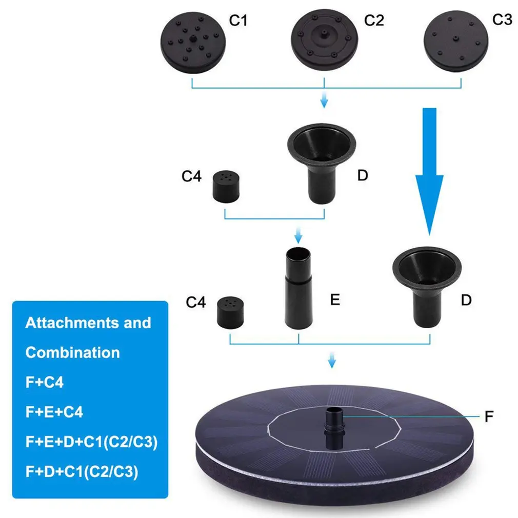 Садовый декоративный плавающий водяной фонтан на солнечной батарее комплект из