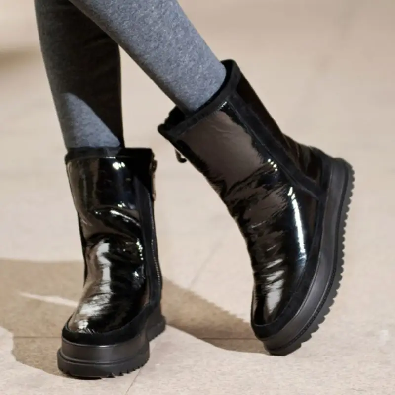 Ботинки женские зимние на молнии высоком каблуке из натуральной кожи|Зимние