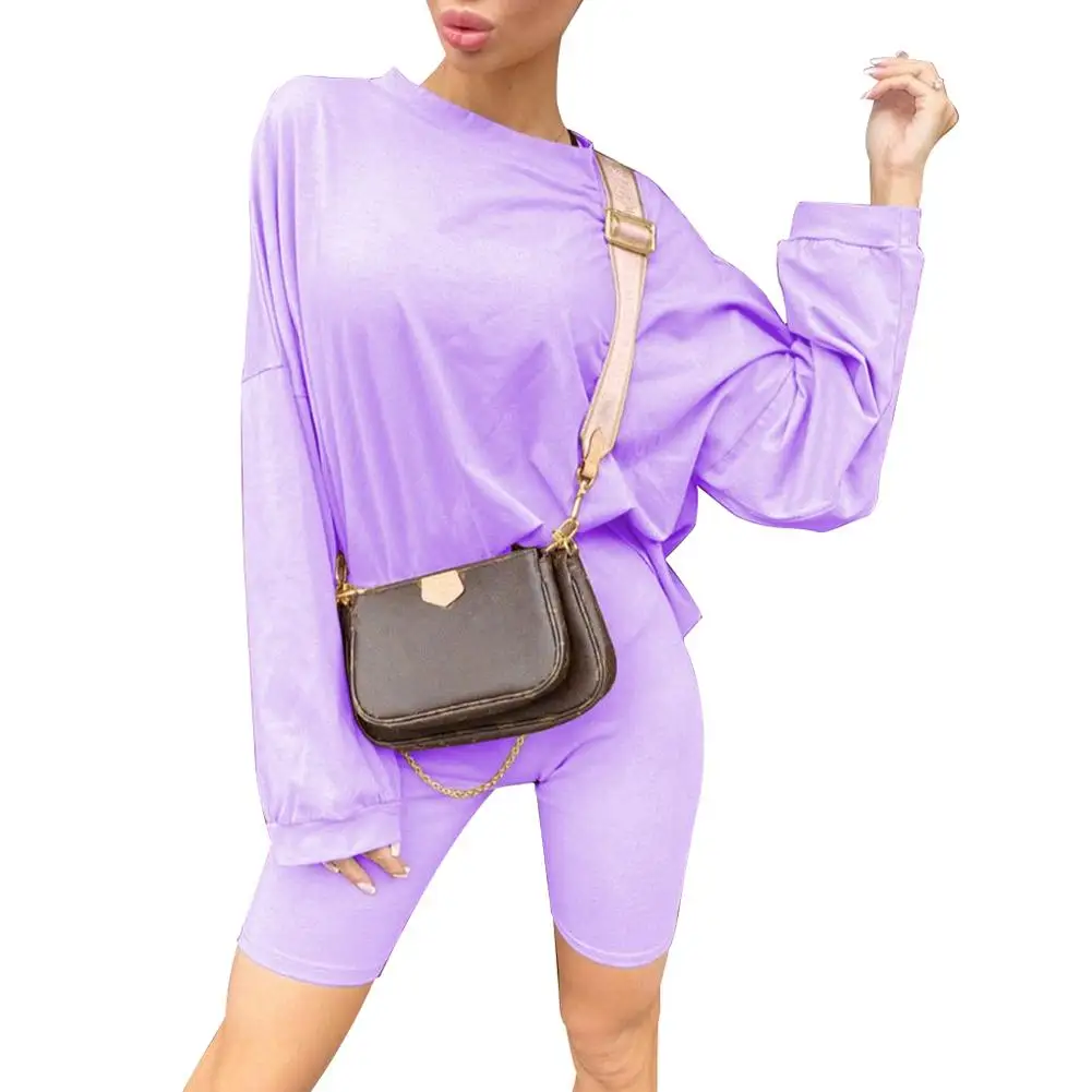 

Женский спортивный костюм, однотонная блузка с длинным рукавом, женский спортивный костюм из двух предметов, спортивный костюм, модная летн...