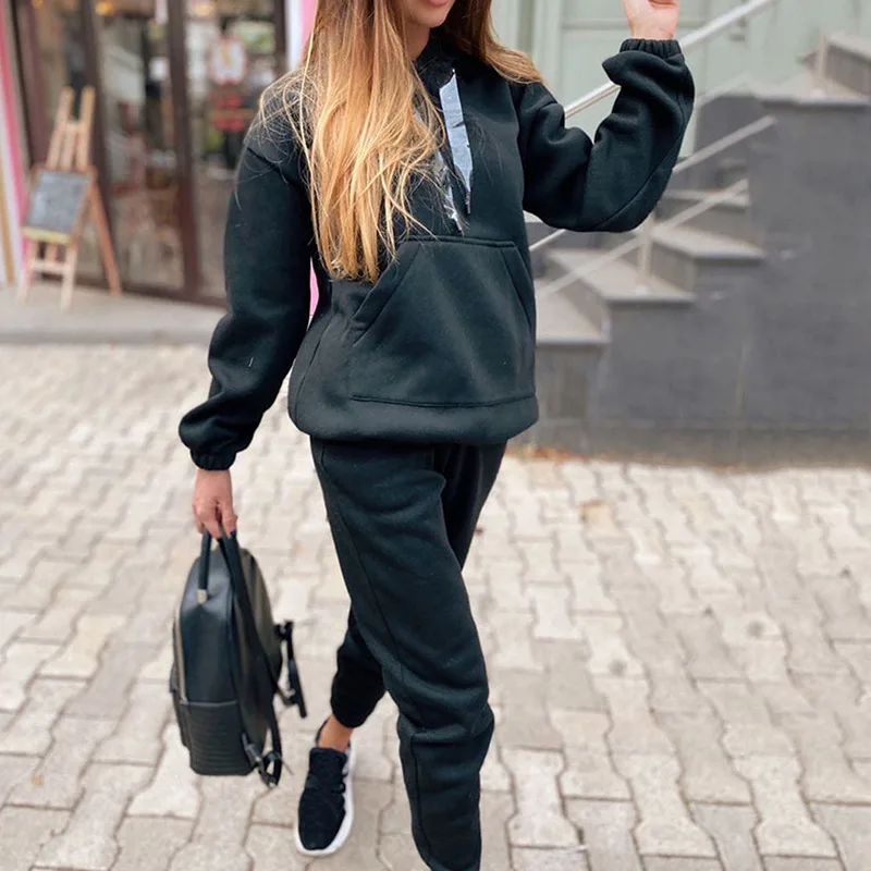 

Tracksuits Women's Hoodie Pants Set Oversized Long Sleeve Sportwear Tracksuit Set 2021 Autumn Winter Suits On Fleece For Women