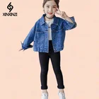 Демисезонная джинсовая куртка для девочек с длинными рукавами и карманами