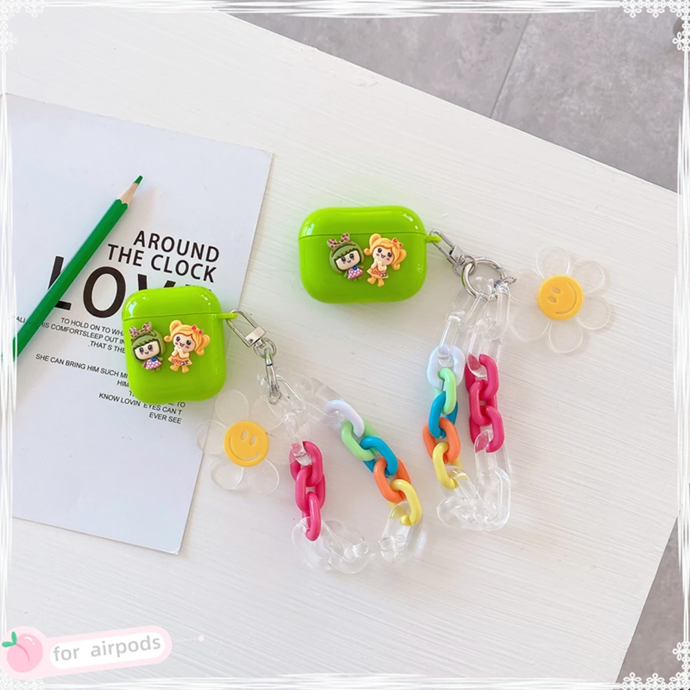 

INS Fashion Bracelet Cartoon girl Soft Silicone Earphone Shell For Apple Airpod 2 1 Case For Airpods Pro 3 TPU Earphone Cover