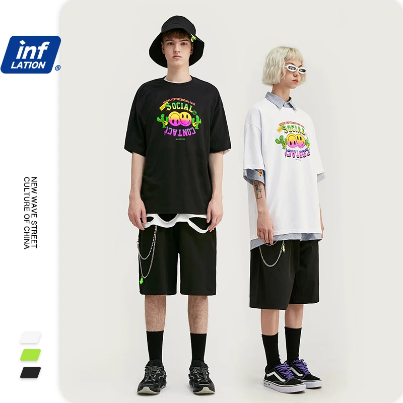 Мужская хлопковая футболка INFLATION 2020 с коротким рукавом и круглым вырезом в стиле