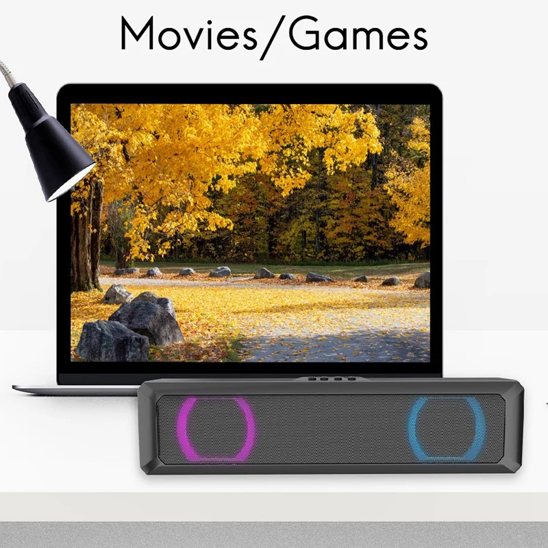 Портативный Bluetooth динамик USB Сабвуфер басовая полоса RGB громкий 1 3 м для