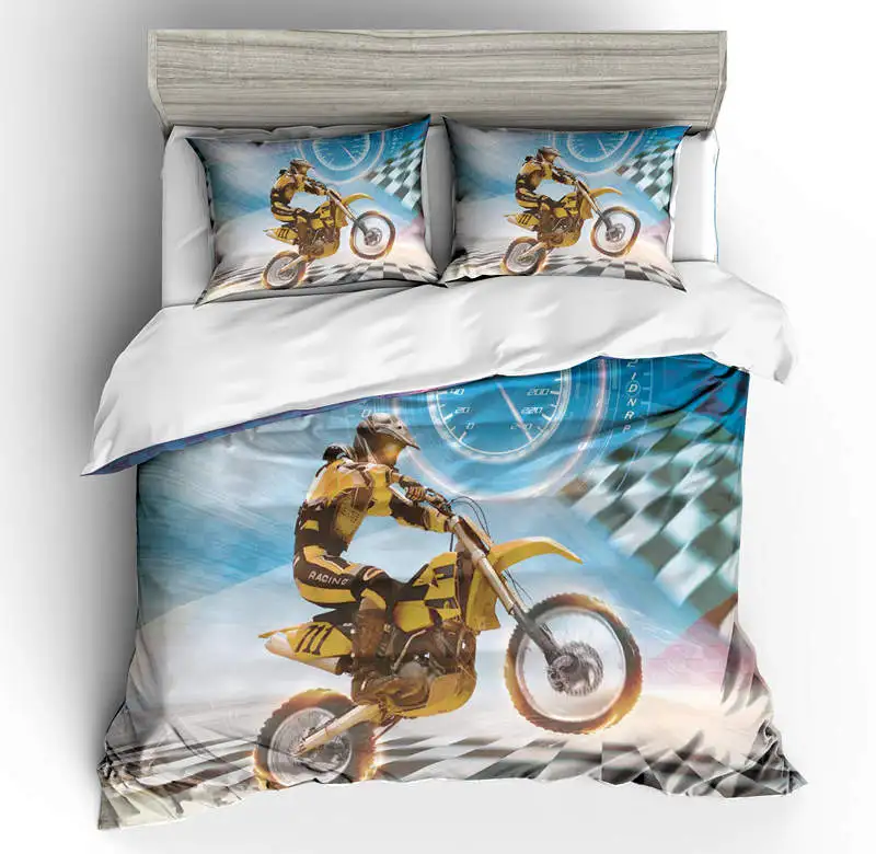 Комплекты постельного белья с 3D принтом спортивный крутой мотоциклетный принт