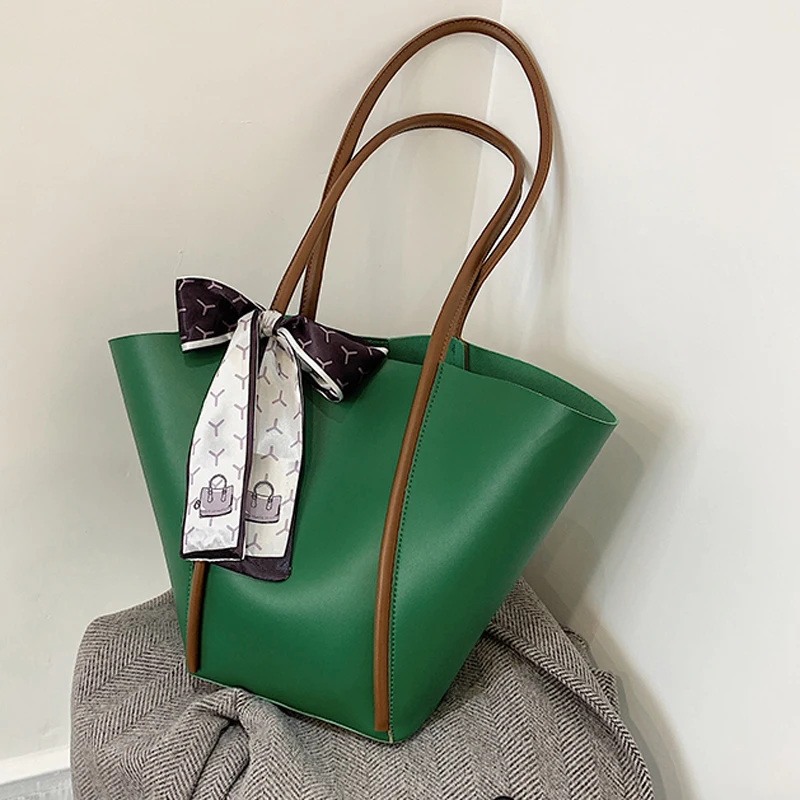

Simple Fashion Designer Pu Leather Women's Handbags Casual Ladies Female Big Bucket Women Shoulder Crossbody Bag Thick Chain