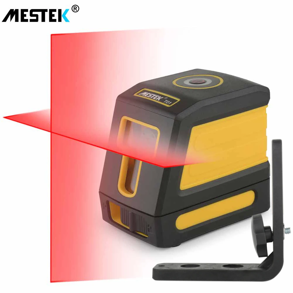 red with bracket MESTEK лазерный уровень 2 зеленые линии самонивелирующийся лазерный нивелир вертикальный горизонтальный крест лазерный красный луч линия измерительный инструмент - Цвет: red with bracket