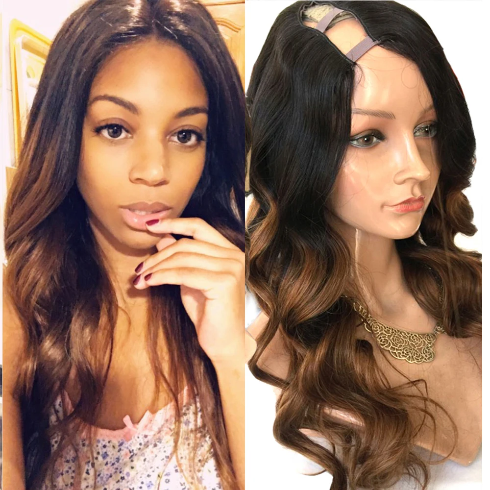 Simbeauty парики из человеческих волос с эффектом омбре коричневые светлые U образные