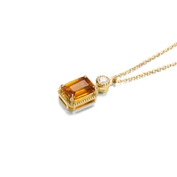 bk natural yellow tourmaline necklace pendant 9k genuine gold 585 classic square gemstone fine jewelry for women wedding gifts