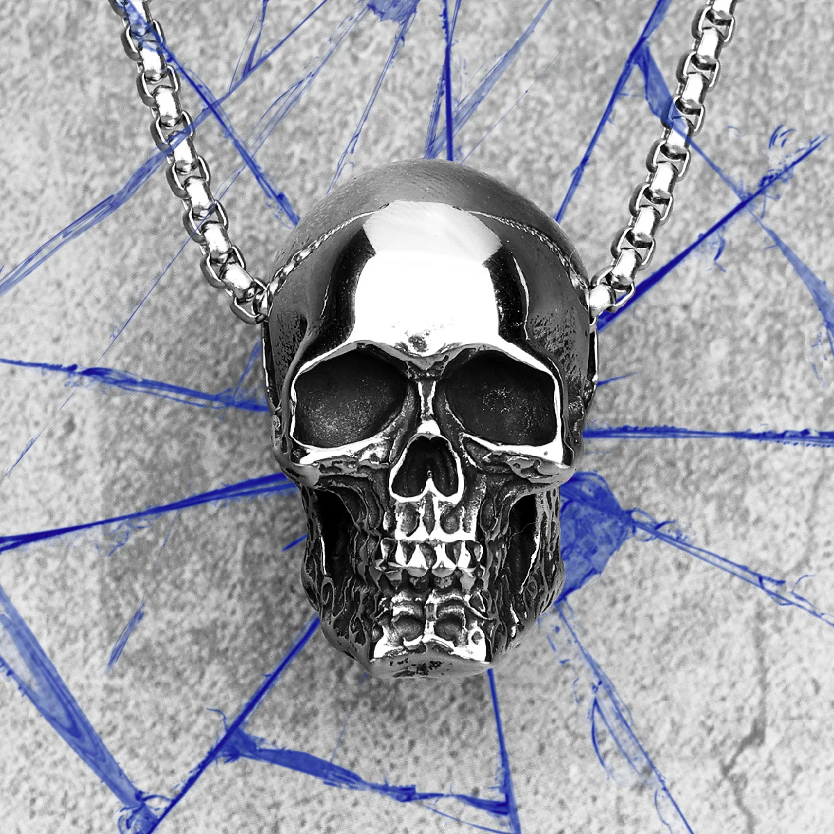 

Gothic Reality Skull Stainless Steel Men Necklaces Pendants Chain Punk for Boyfriend Male Jewelry Creativity Gift Wholesale