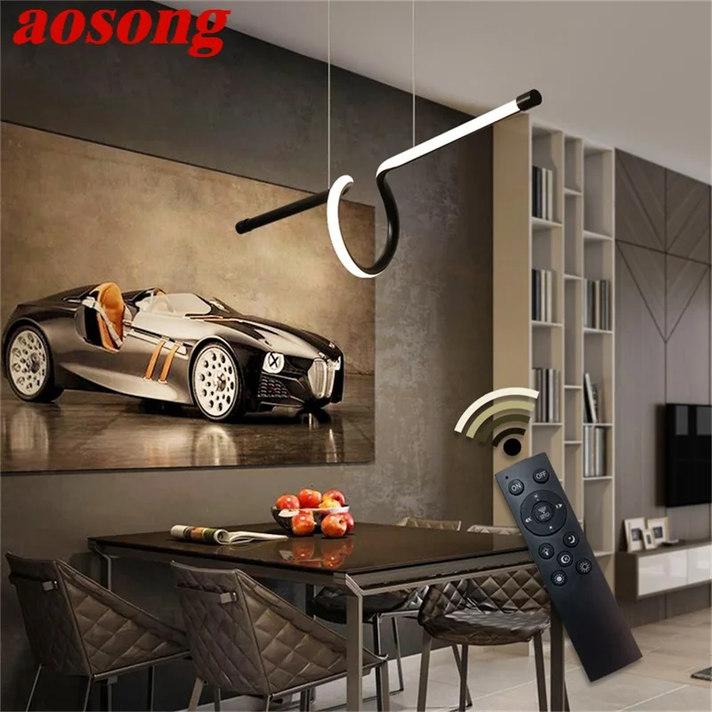 

AOSONG Pendant Light Fixtures Dimmable with Remote Control 220V 110V Modern Decorative For Home Living Room Dining Room Bedroom