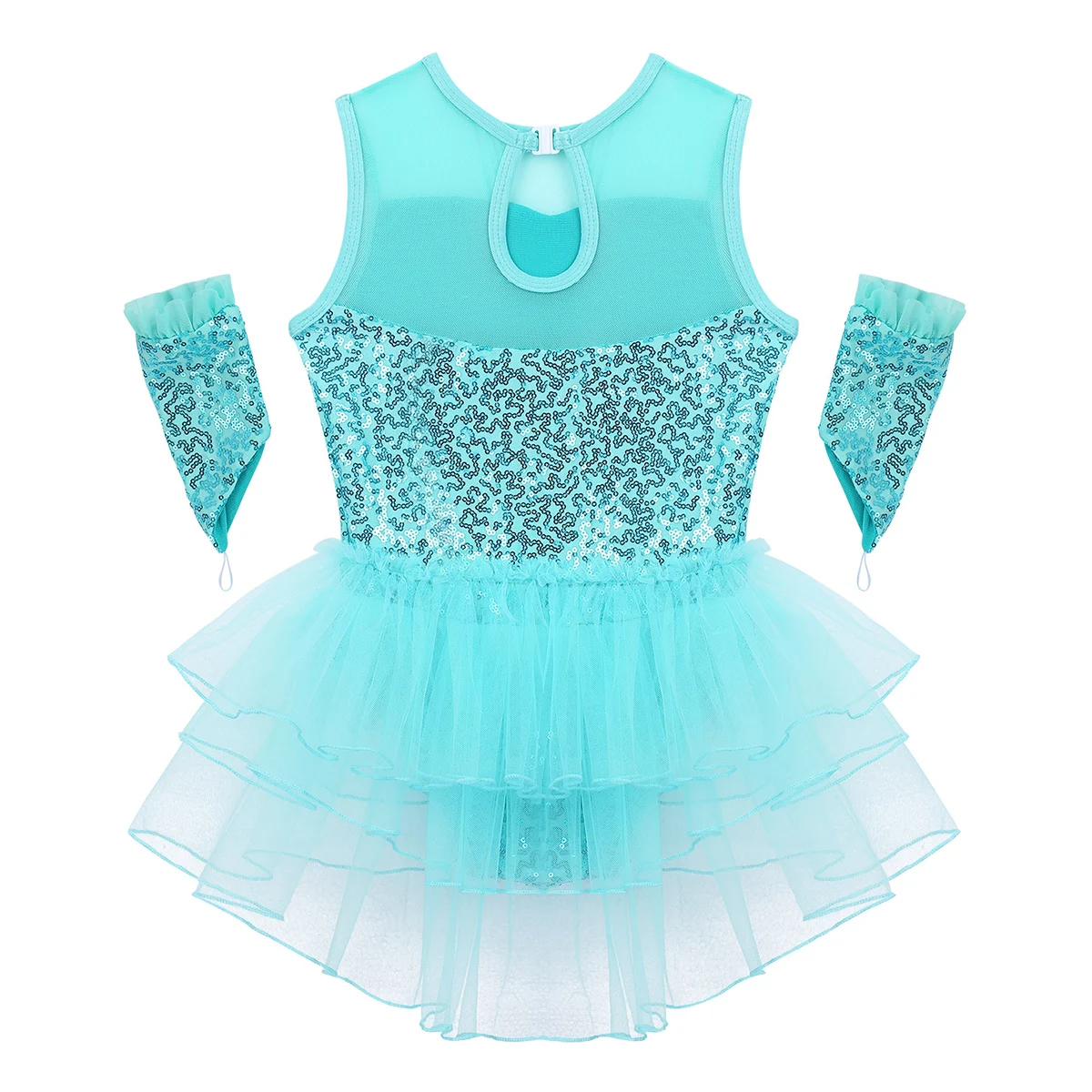 Шифоновая Детская Одежда для танцев плиссированное Сетчатое гимнастическое