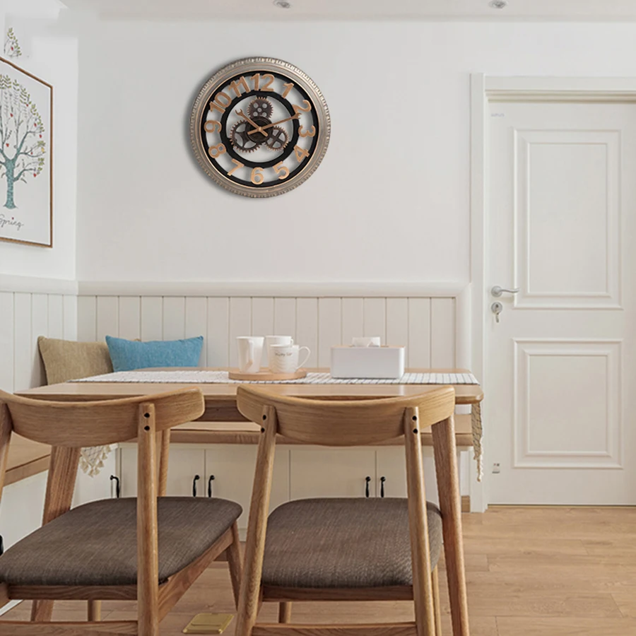 Ретро механизм металлические настенные часы Шестерня бесшумные украшения для