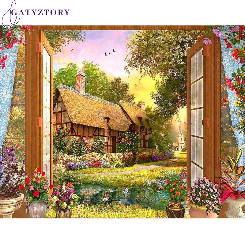 

GATYZTORY DIY Oil Painting By Numbers Kits Scenery 60x75cm Landscape Paint By Numbers On Canvas Frameless Home Decor