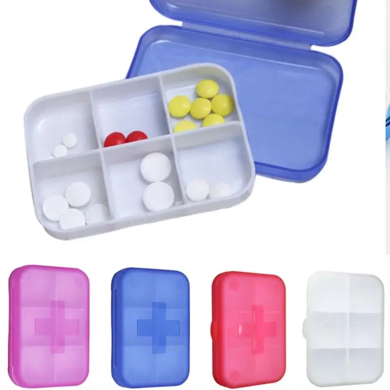 

6 Grids Plastic Pill Case Storage Box Case Convenient Medicine Storage Organizer Container Case Jewelry Organizer Manicure Tool