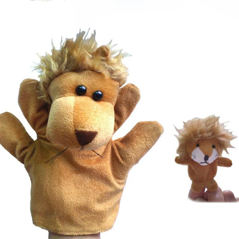 Лев леопард рука + пальчиковая кукла набор Детская плюшевая мягкая игрушка