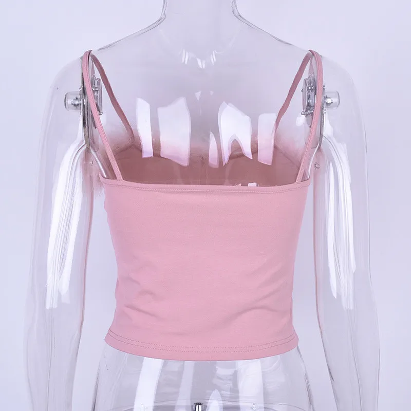 Женский топ на бретельках розовый с перьями летняя повседневная Уличная одежда 2