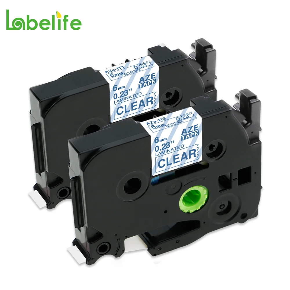 Labelife 2 упаковки TZe 113 6 мм * 8 м синий на прозрачной Клейкой Ленте P Touch совместим с