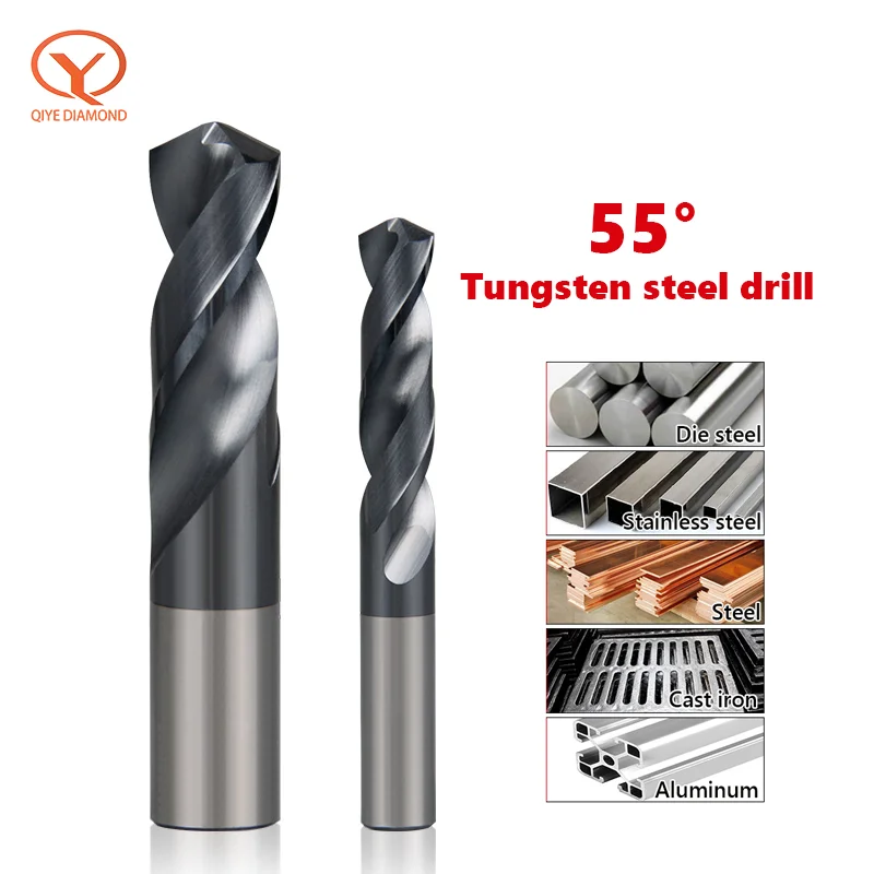 

QIYE CNC Carbide Drill HRC55 TiAlN Drill Bits ungsten Steel For Stainless Steel Metal Aluminum Copper Twist Drill 1PCS 3mm-11mm