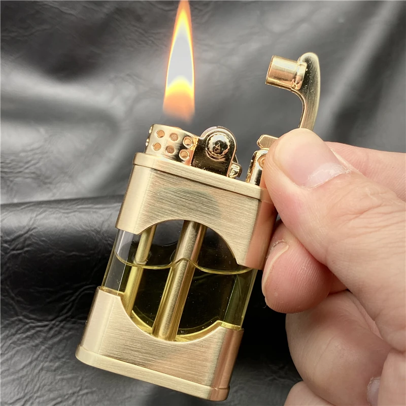 

ZORRO New Transparent Fuel Tank Kerosene Lighter Creative Metal Retro Flint Grinding Wheel Lighter Smoking Set Cigar Gadget Gift