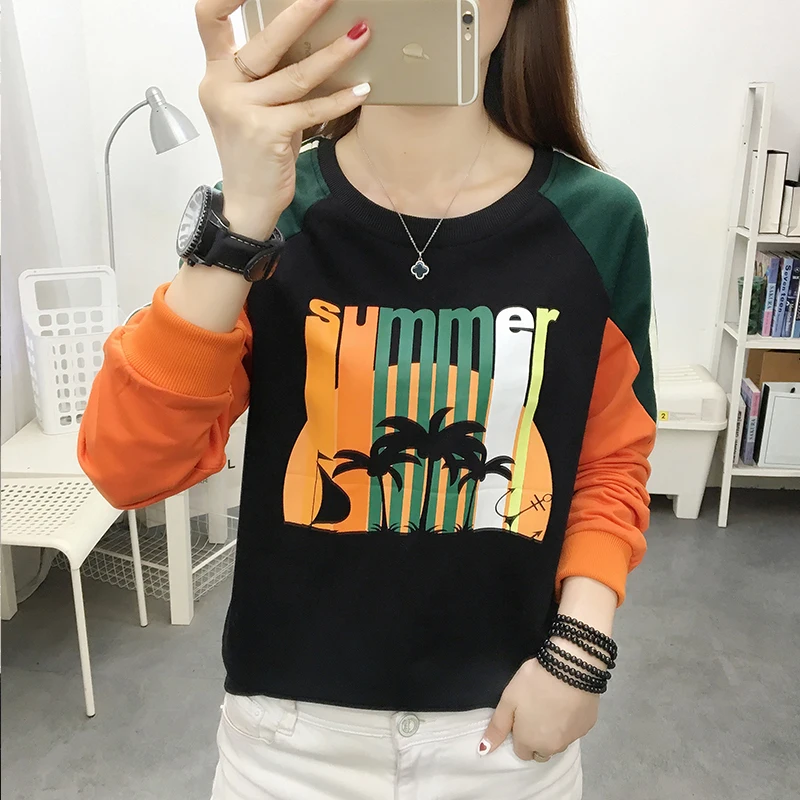 

BOBOKATEER O-Neck Woman Tshirts Camisetas De Mujer Long Sleeve Tee Shirt Femme T-shirty Damskie Loose Sweatshirt Women Clothing