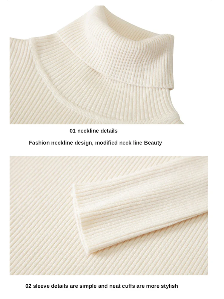 

2020 Autumn Winter Tops Turtleneck Sweater Women Black White Thin Pullover Jumper Knitted Sweater Woman Sweaters