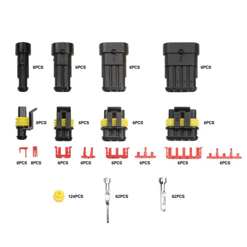 

708/352/296pcs HID Waterproof Connectors 1/2/3/4/5/6 Pin Electrical Car Wire Connector Plug Truck Harness Auto Car Marine Parts