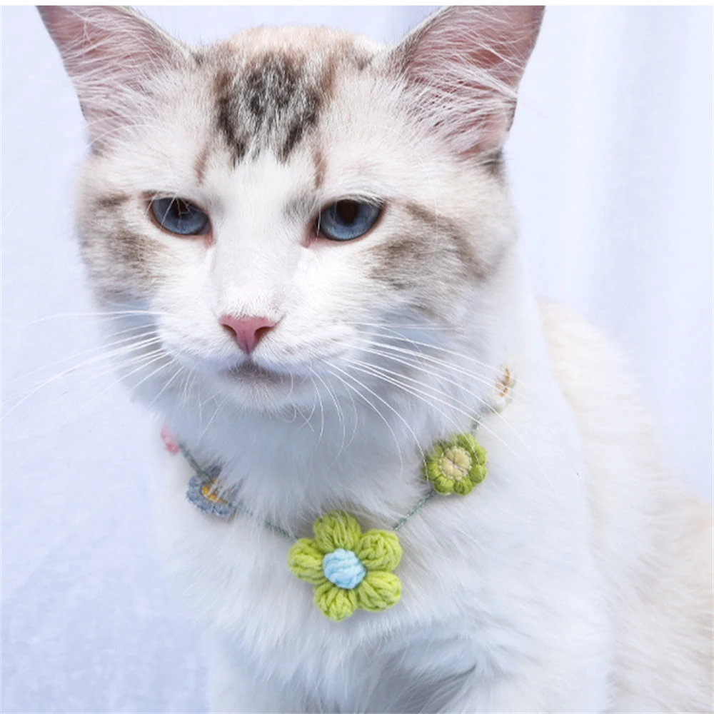 

Ожерелье для домашних животных ожерелье для собаки цветок Маргаритка свежий ошейник для собаки Милая кошка аксессуары ручной работы вязка ...