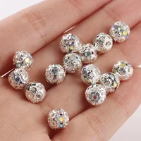 50pcs multicolor ab rhinestone balls crystal loose spacer round beads for jewelry making diy bracelet accessories 68mm