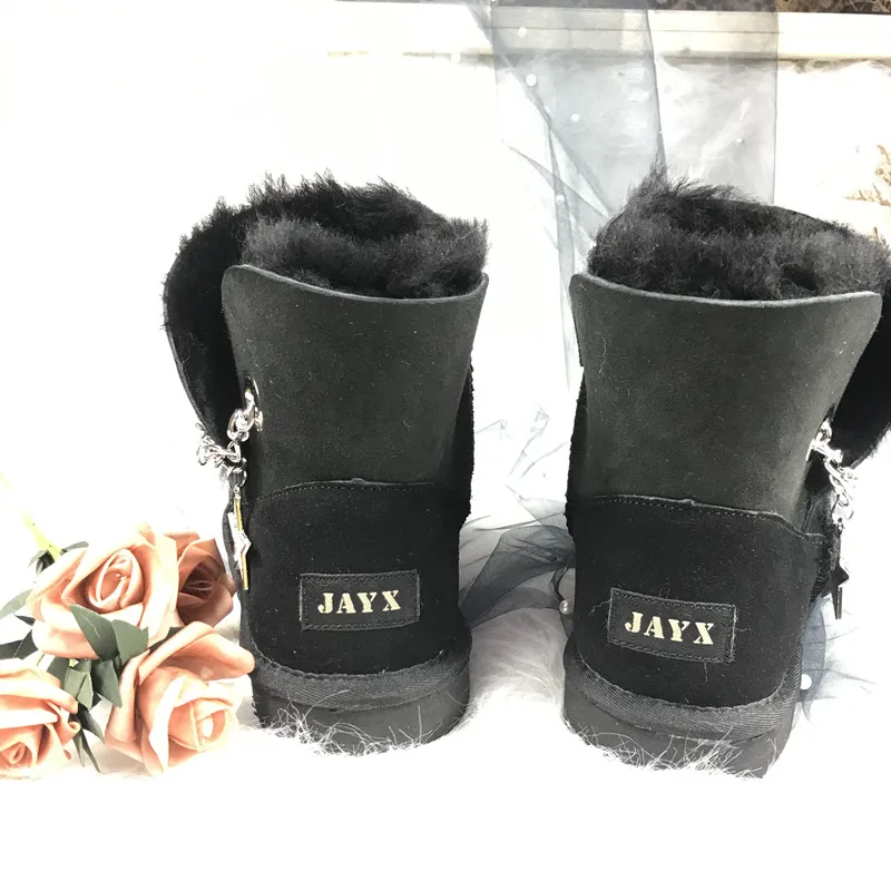 Женские сапоги из натуральной овечьей кожи зимние до середины икры с двумя